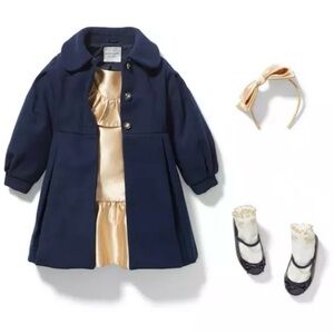 JANIE and JACK Navy Puff Sleeve Girls Coat